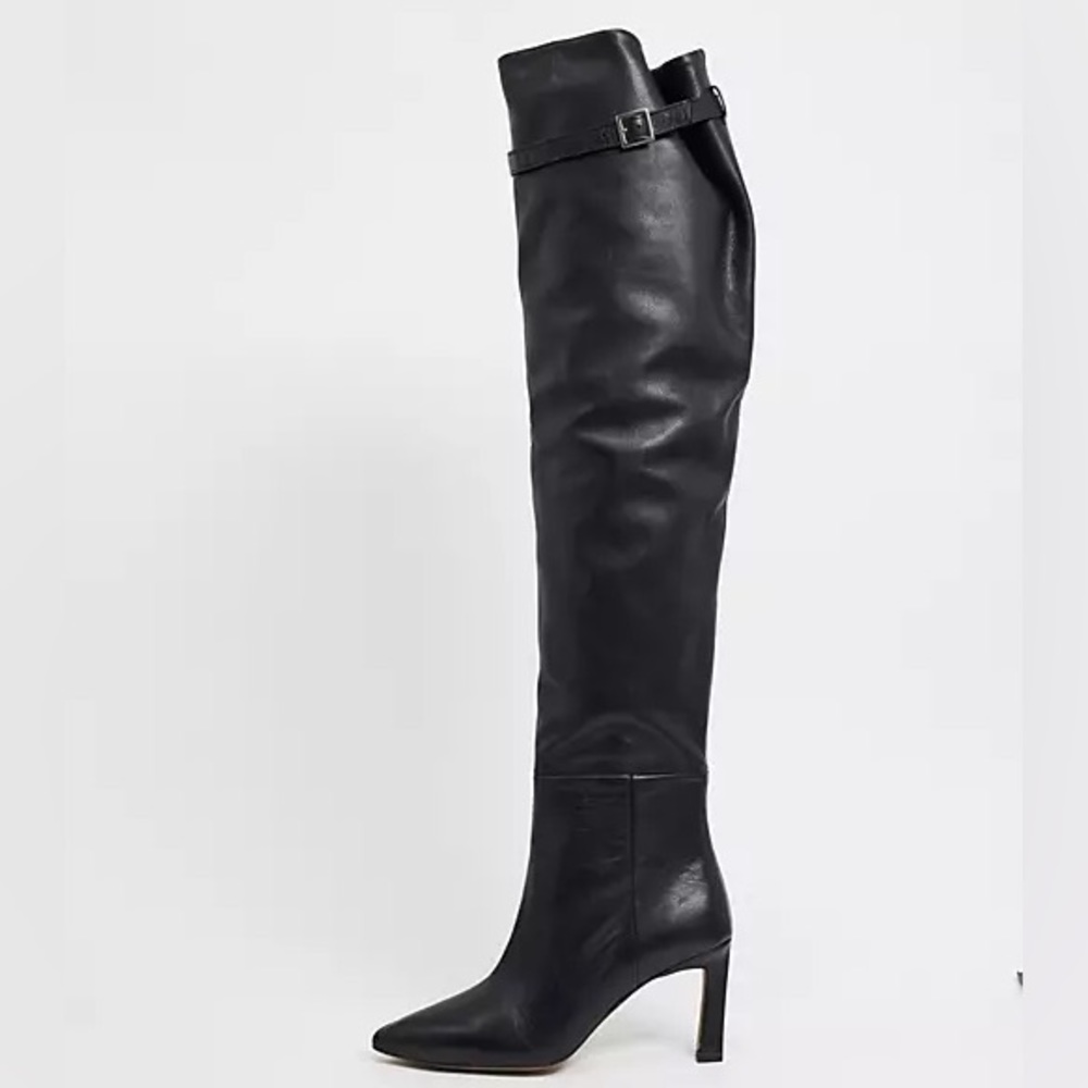 Asos premium leather knee boots in black